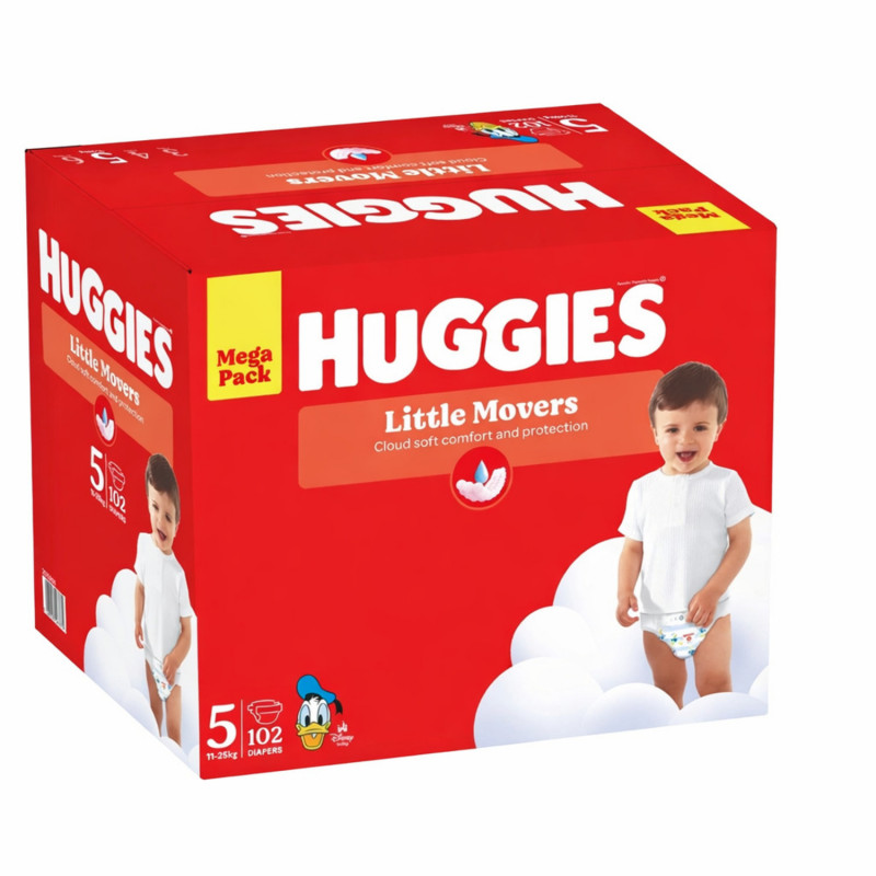 Huggies pelene little movers BOX 5 11-25, 102kom