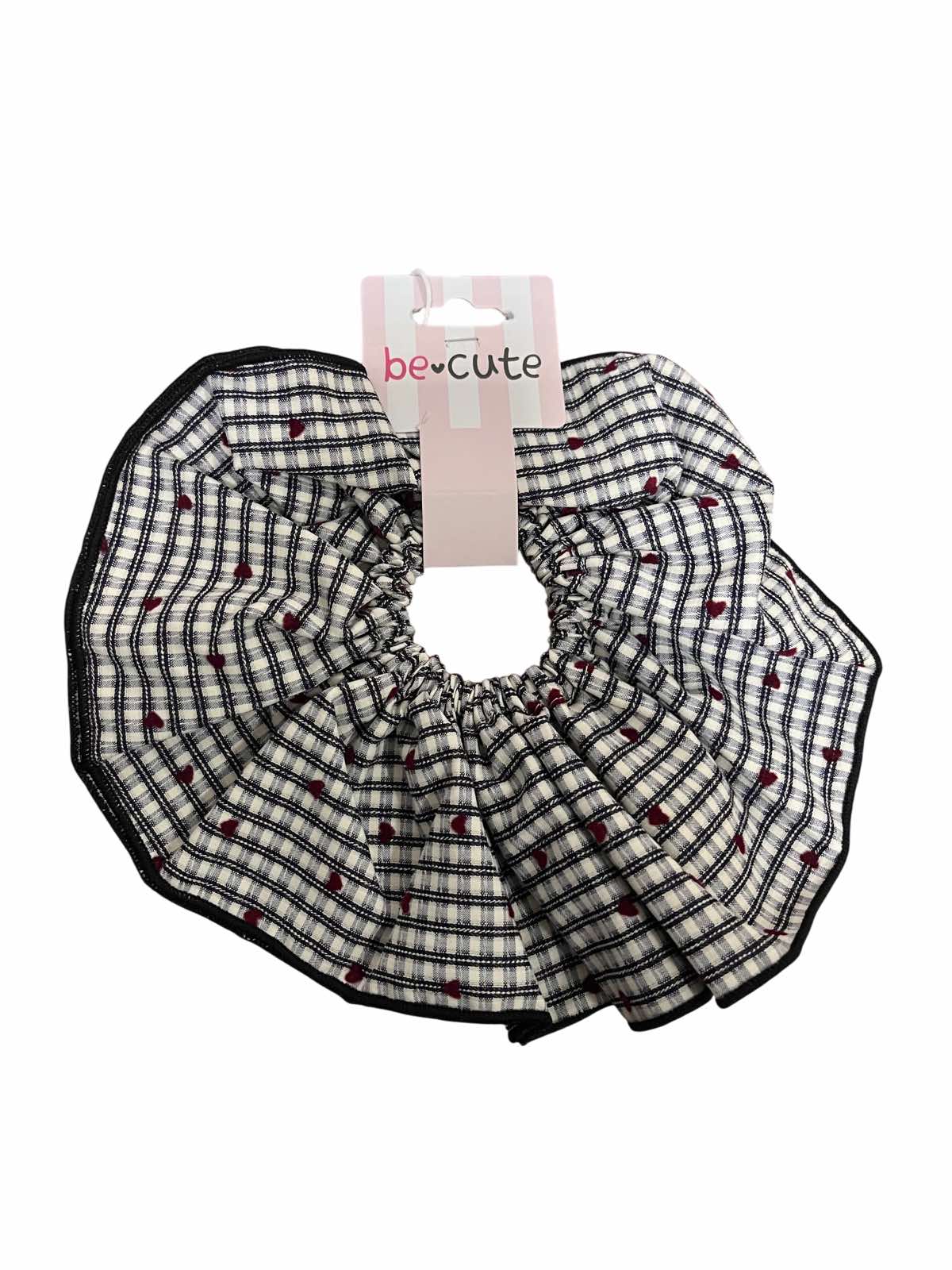 Be Cute gumica za kosu crno bela sa srcima 