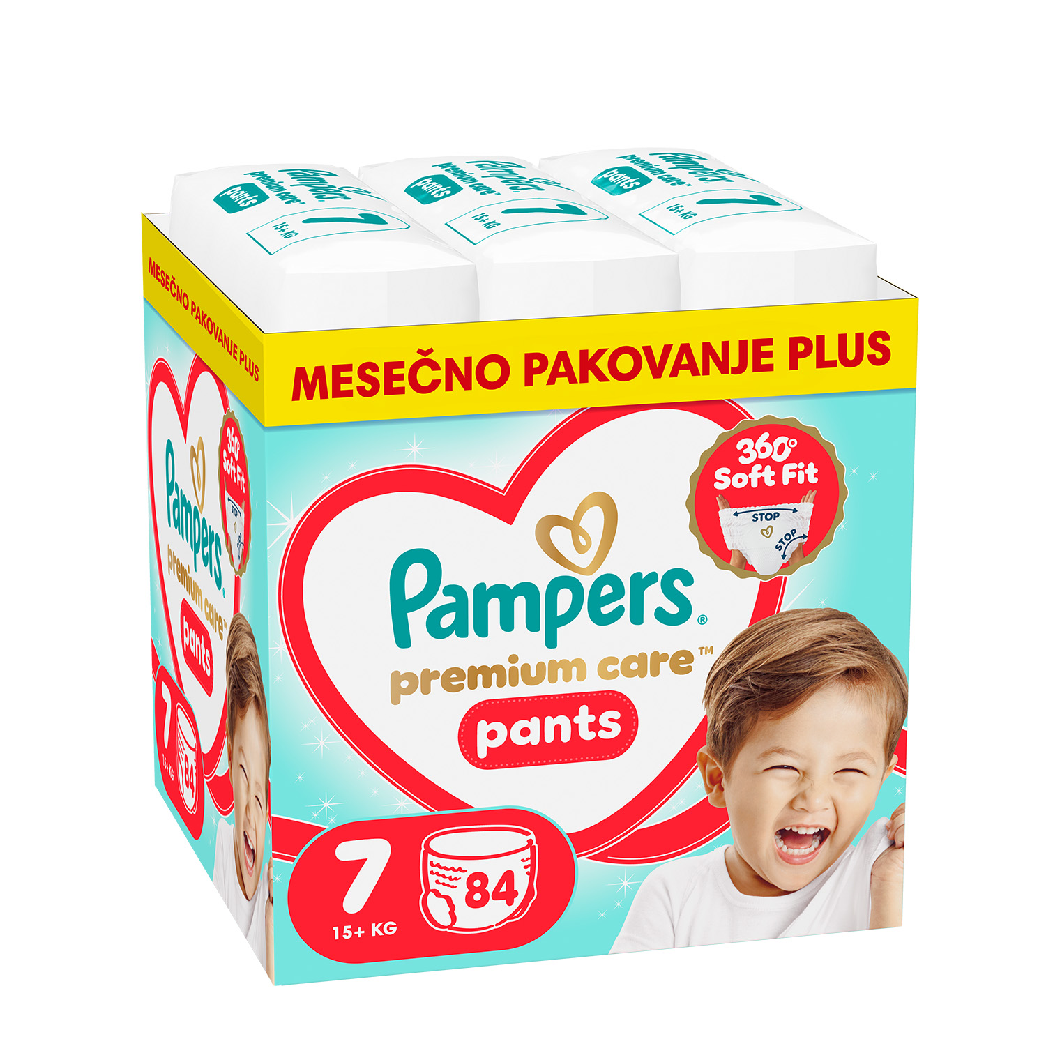 Pampers pants pelene montly 7 prem. 15kg+ 84kom