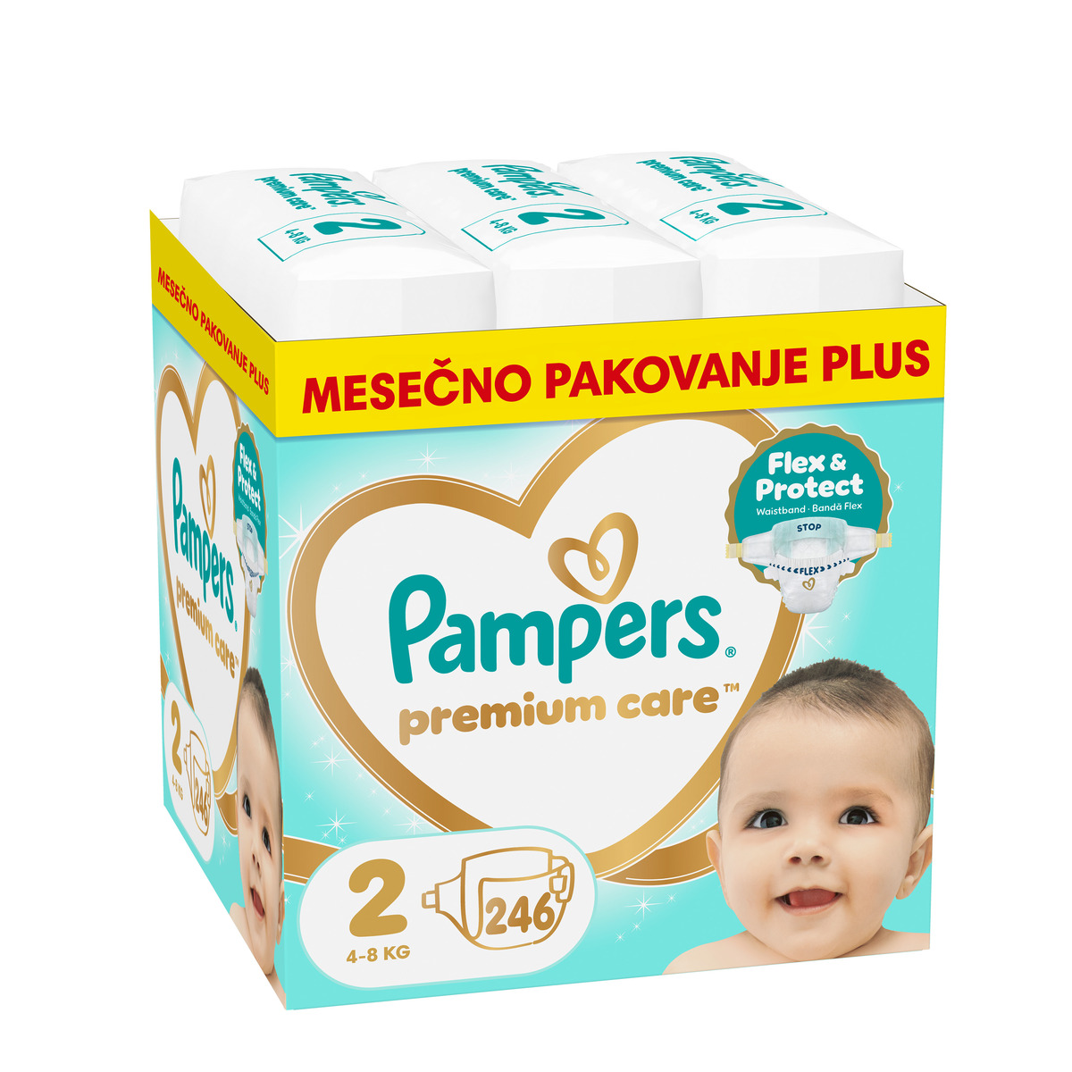 Pampers pelene Prem. Care monthly S2 4-8kg 246kom