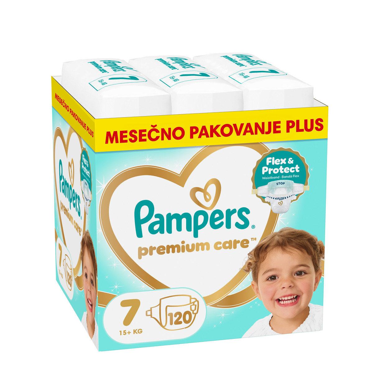 Pampers pelene Prem. Care monthly S7 15+kg 120kom