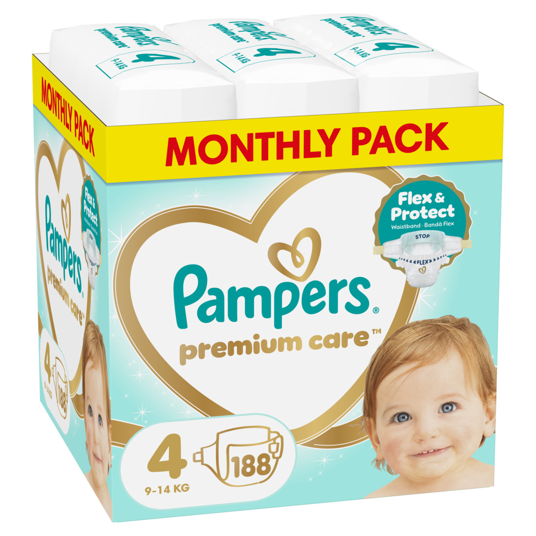 Pampers pelene Prem. Care monthly S4 9-14kg 188kom