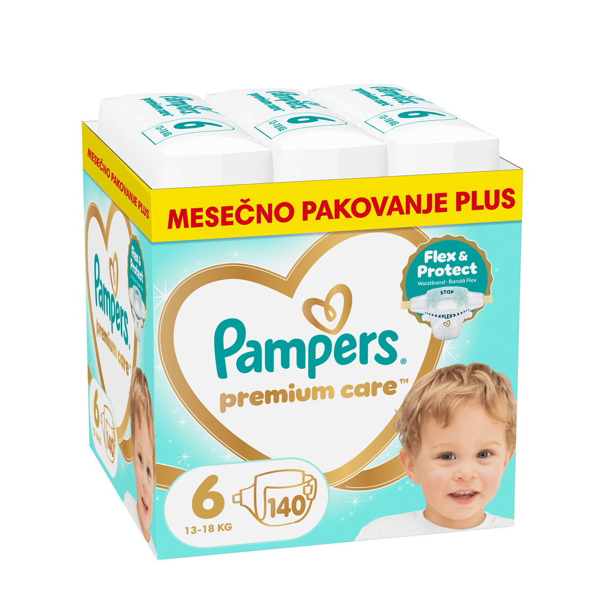 Pampers pelene Prem.Care monthly S6 13-18kg 140kom 