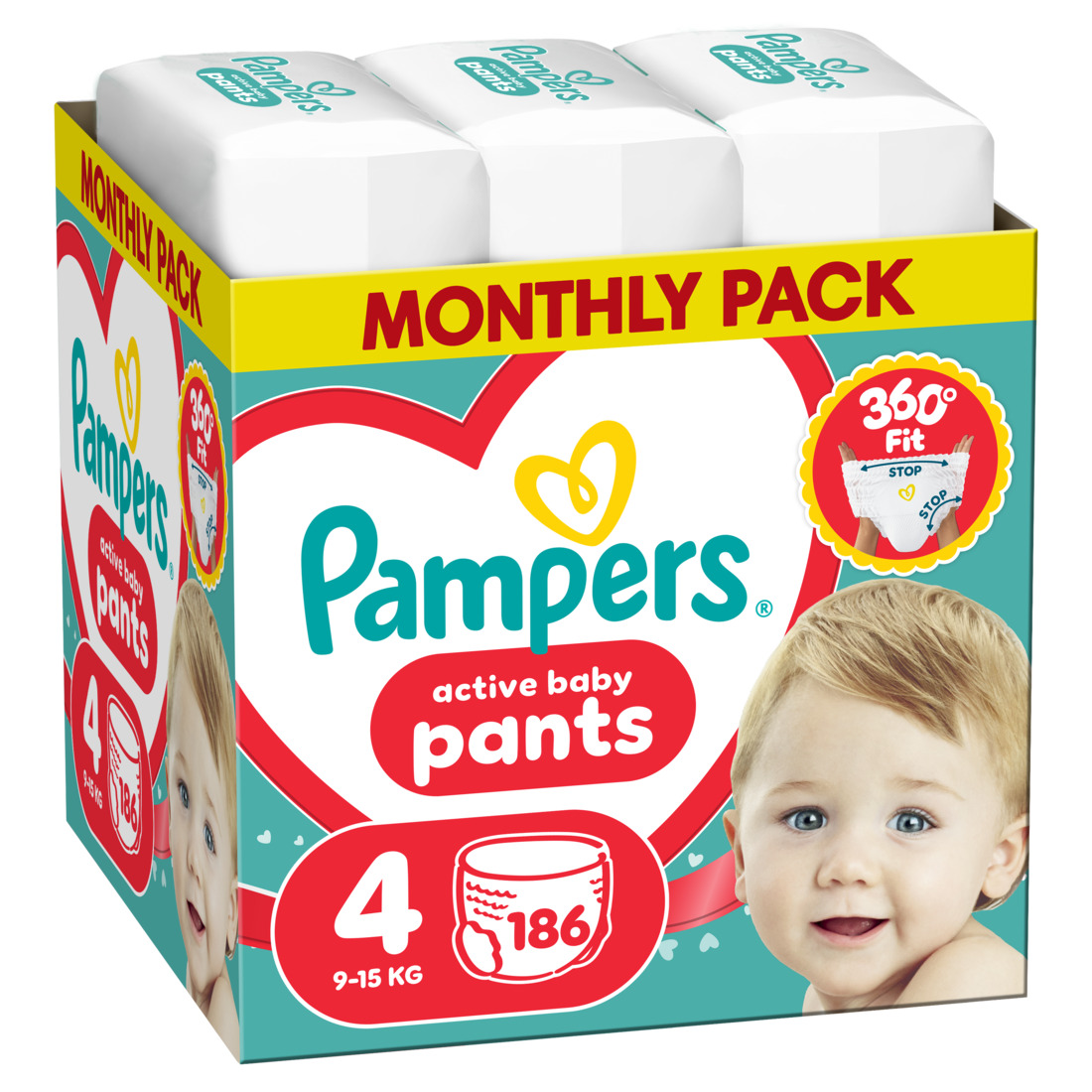 Pampers pants pelene monthly S4, 9-15kg 186 kom 
