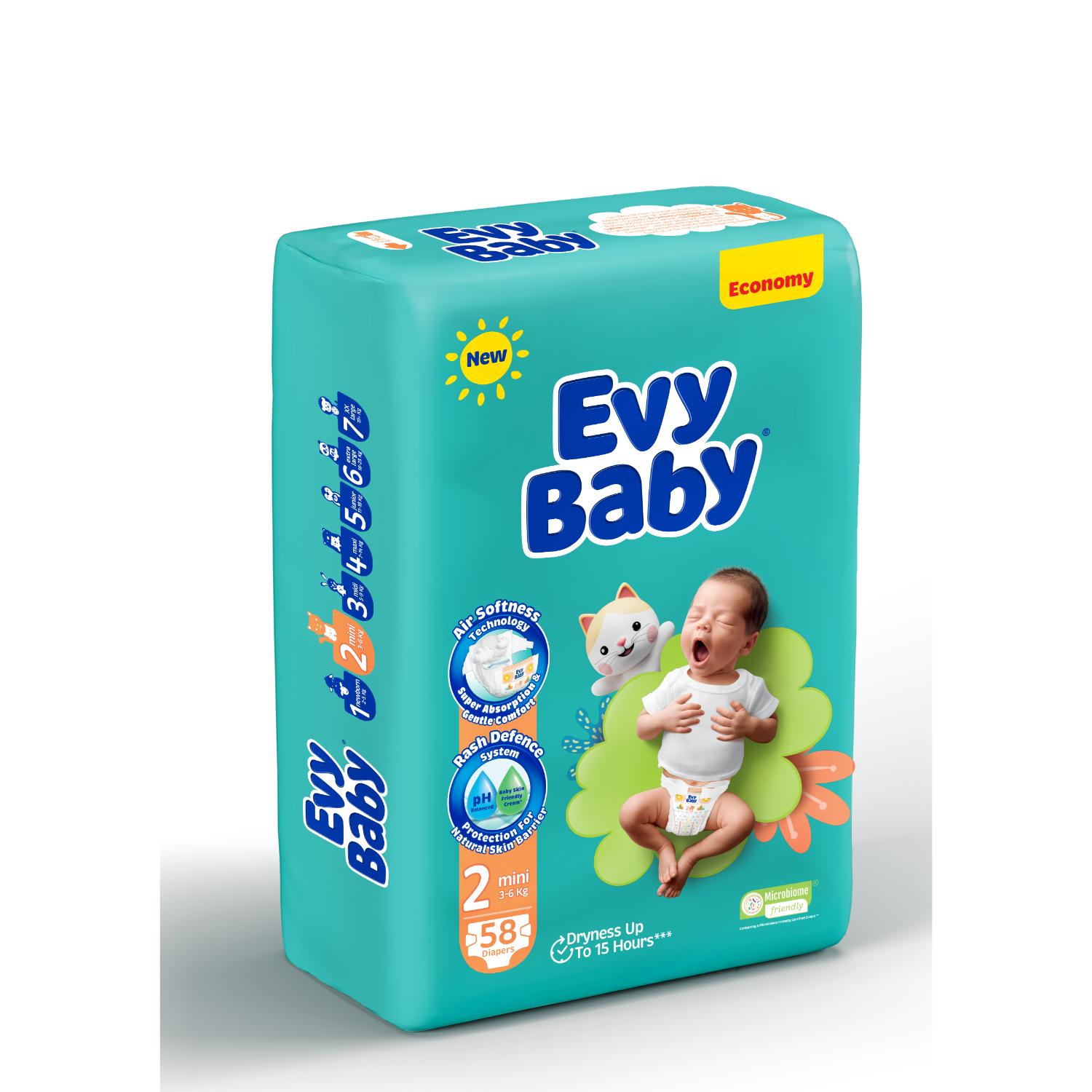 Evy baby pelene twin mini 2,3-6kg 58kom 