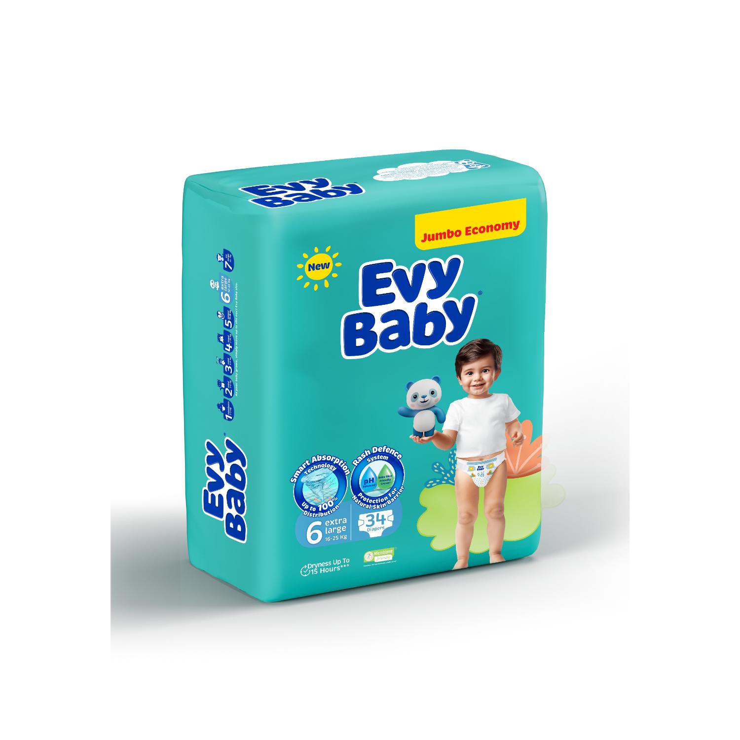Evy baby pelene jumbo XL 6,16-25kg 34kom 