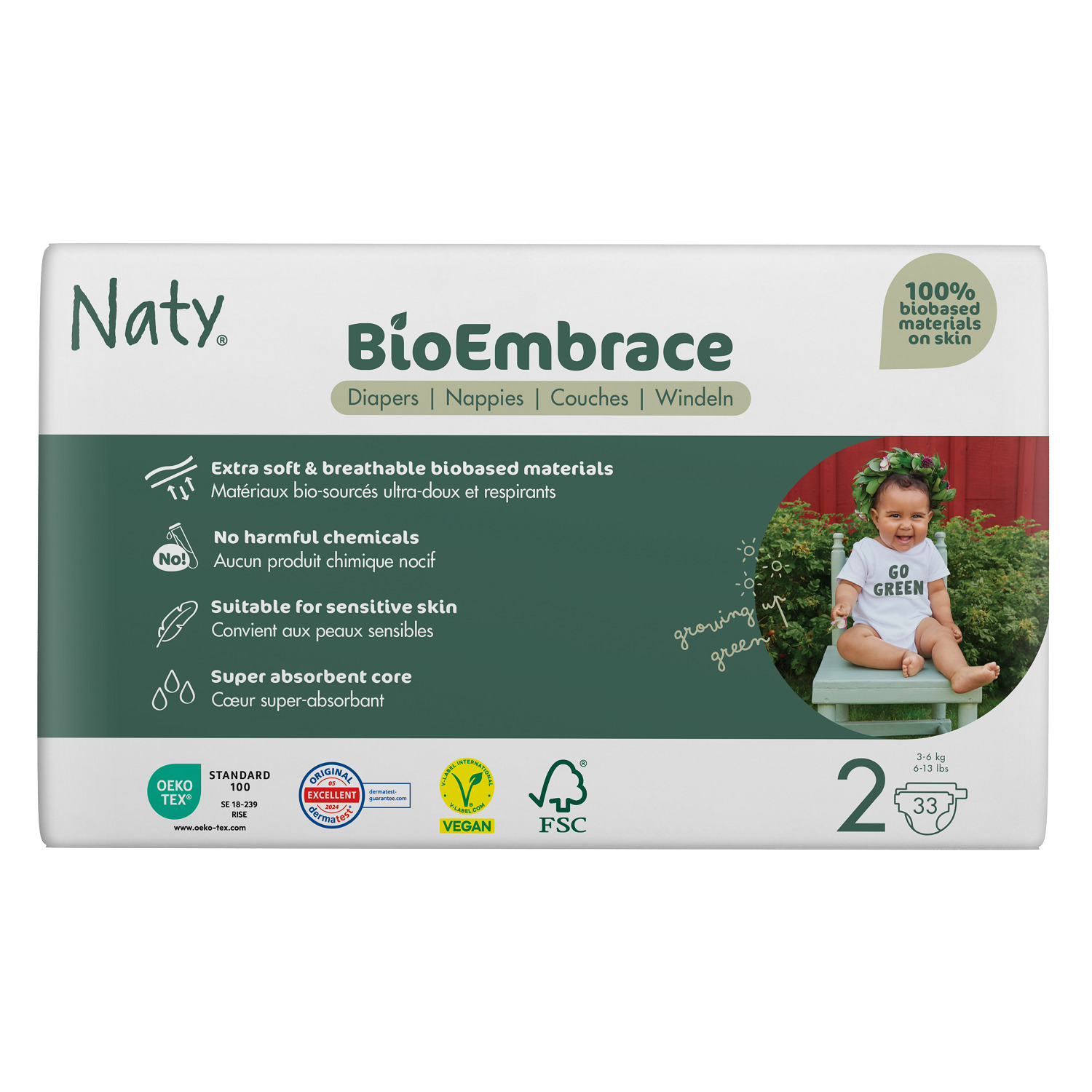 Naty pelene bioembrace 2 newborn 3-6kg 33 kom