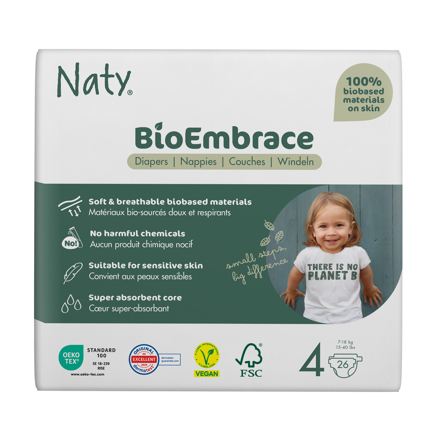 Naty pelene bioembrace 4 maxi 7-18kg 26 kom
