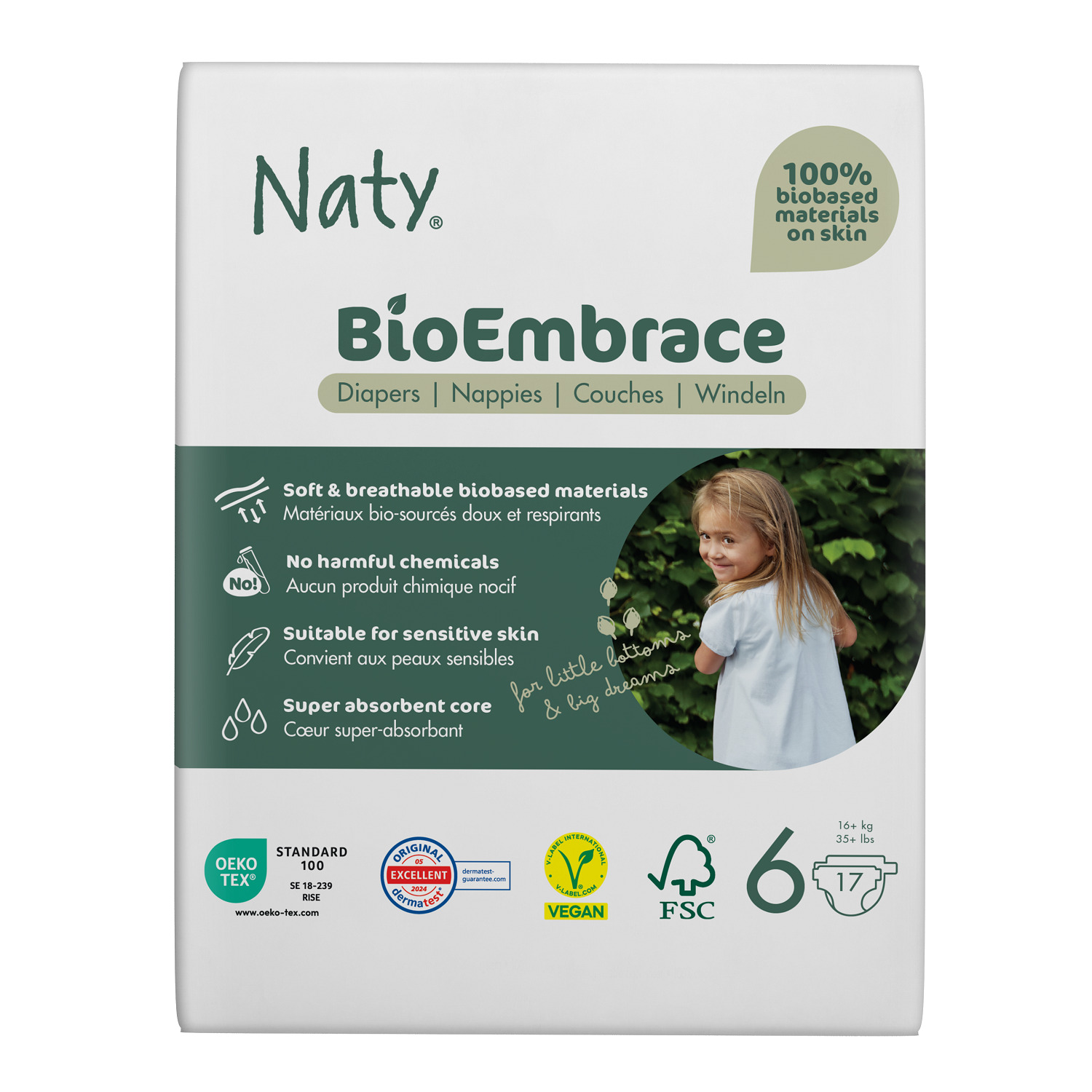 Naty pelene bioembrace 6 large 16+kg 17 kom