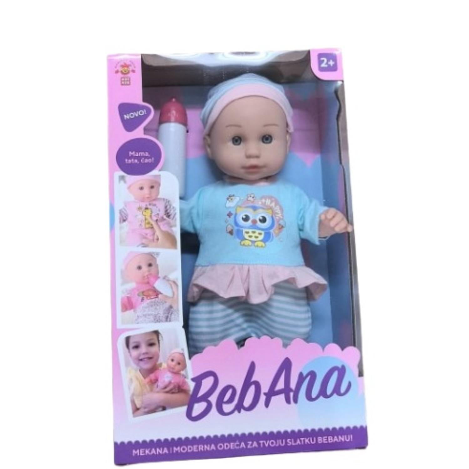 Lutka beba sova sa flašicom, 30cm 