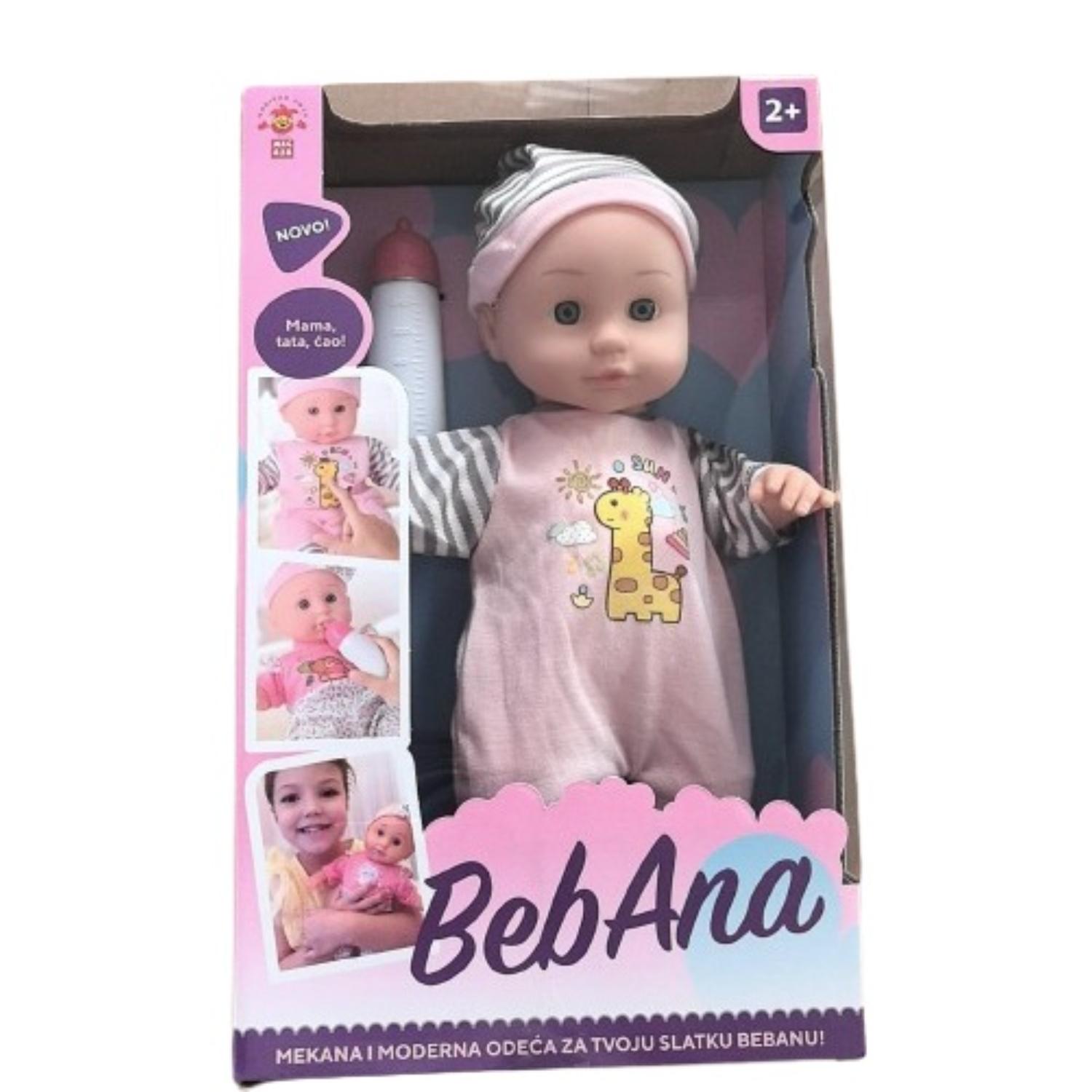 Lutka beba žirafa sa flašicom, 30cm