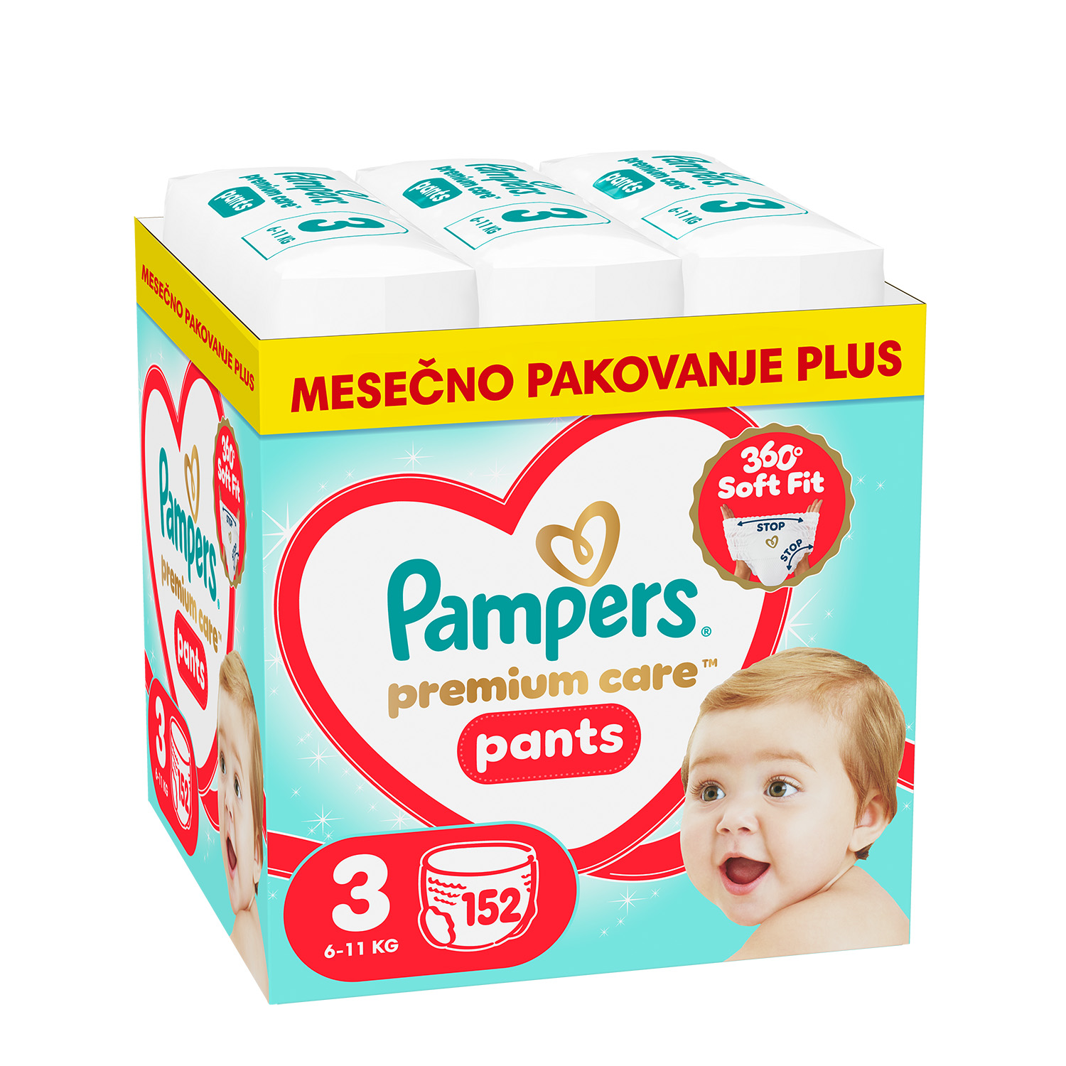 Pampers pants pelene monthly 3 prem.6-11kg 152kom