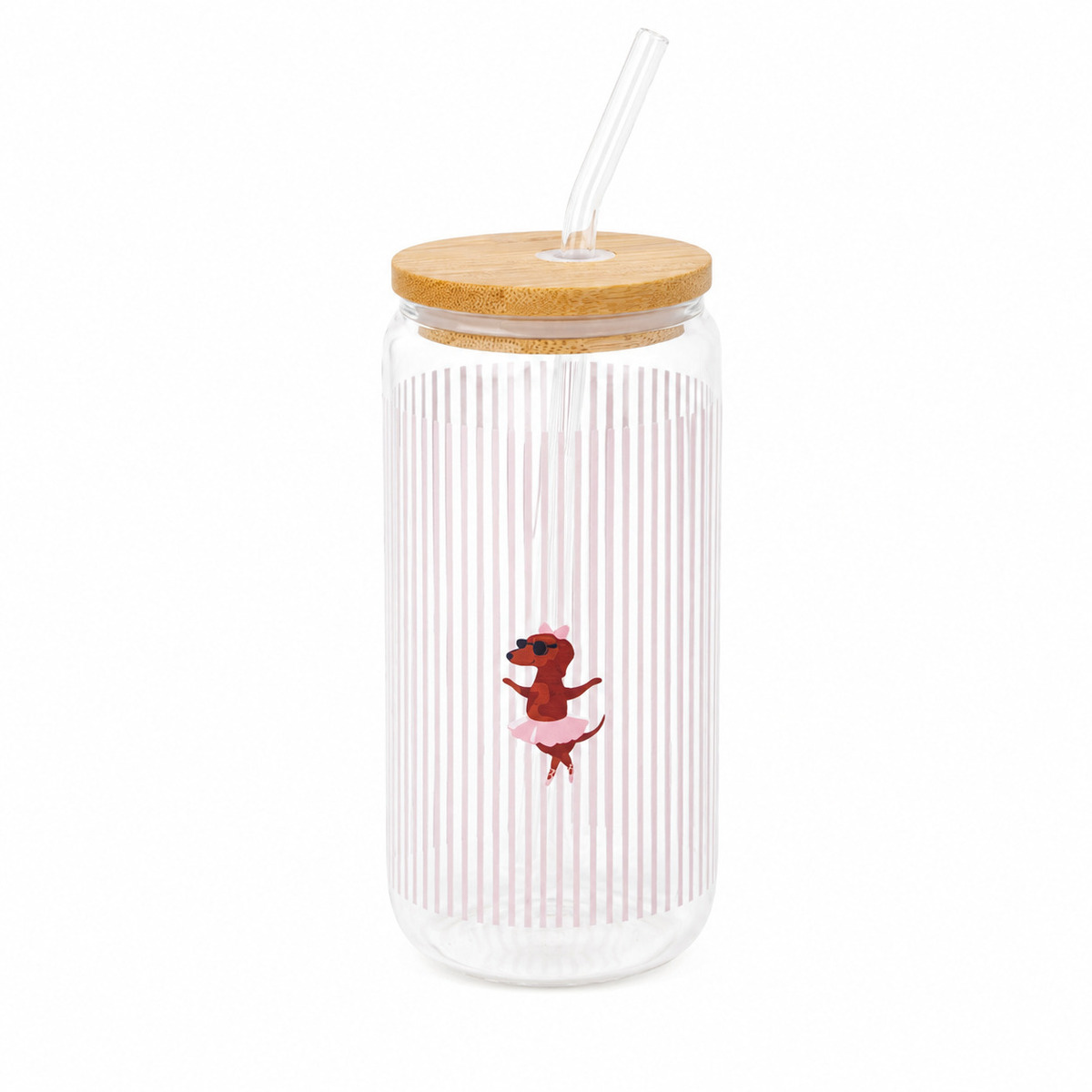 Be cute staklena čaša Jazavičarka Roze 500ml