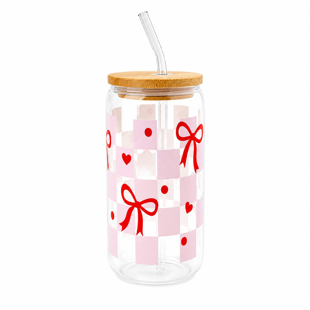 Be cute staklena čaša sa mašnicama 500ml