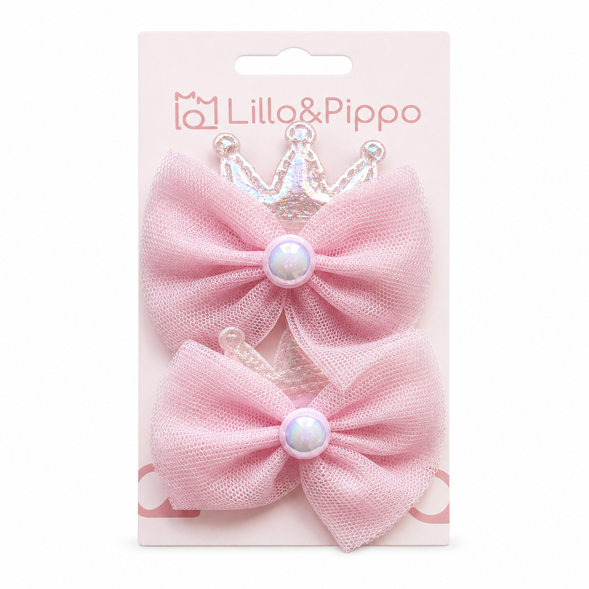 Lillo&Pippo šnalice za kosu 2/1 kruna sa mašnom