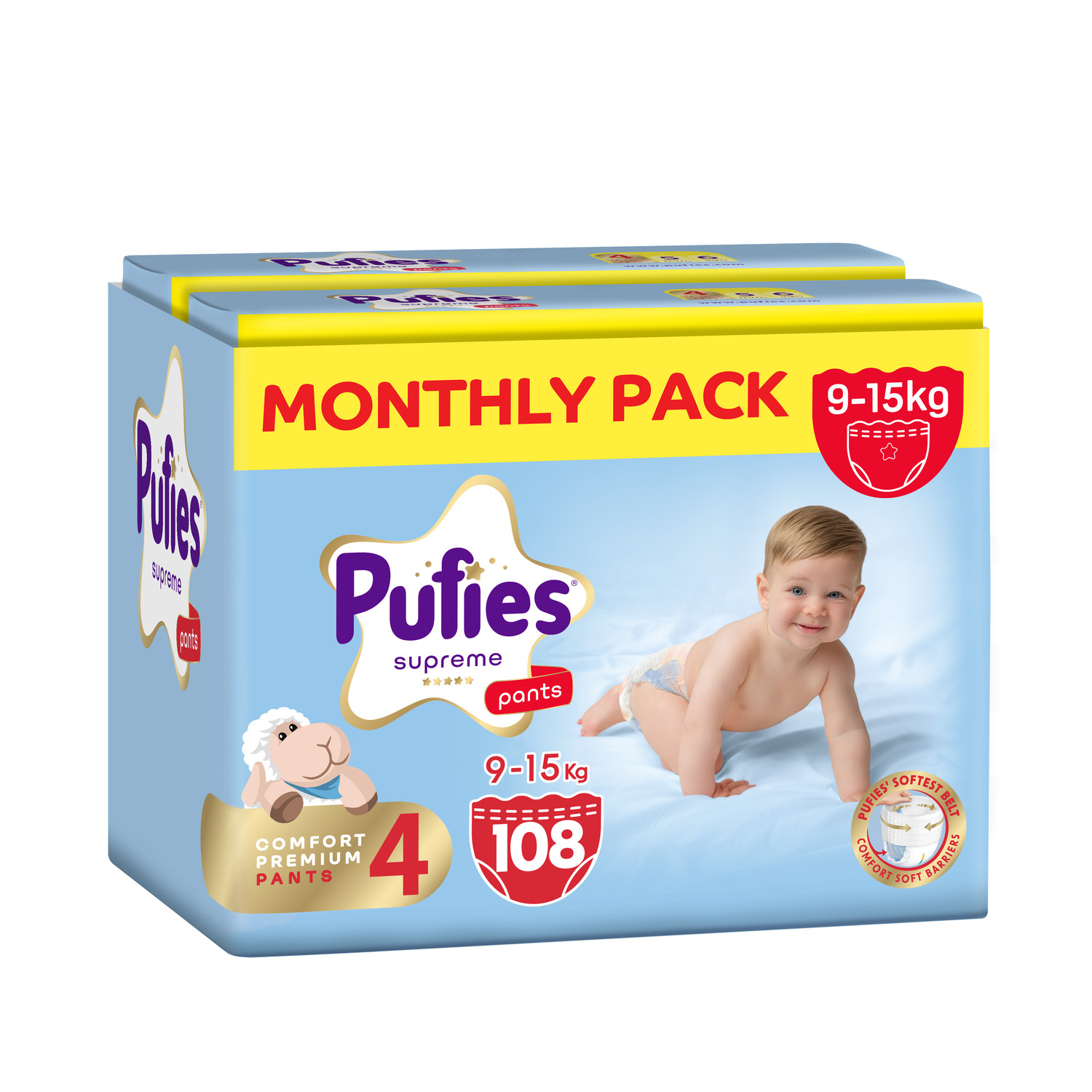 Pufies pelene supreme monthly pants4 9-15kg 108kom