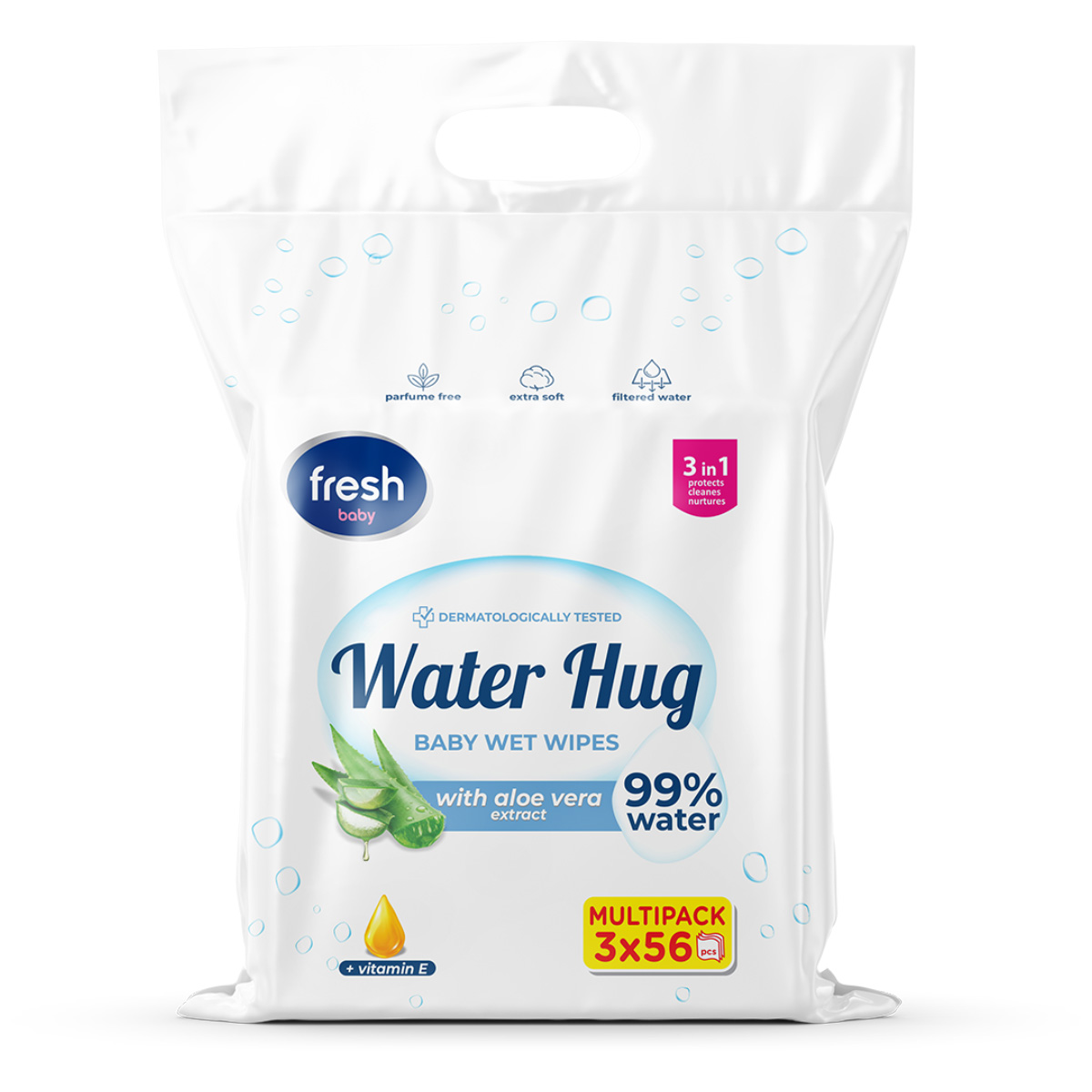 Fresh baby vlažne maramice water hug 3x56kom