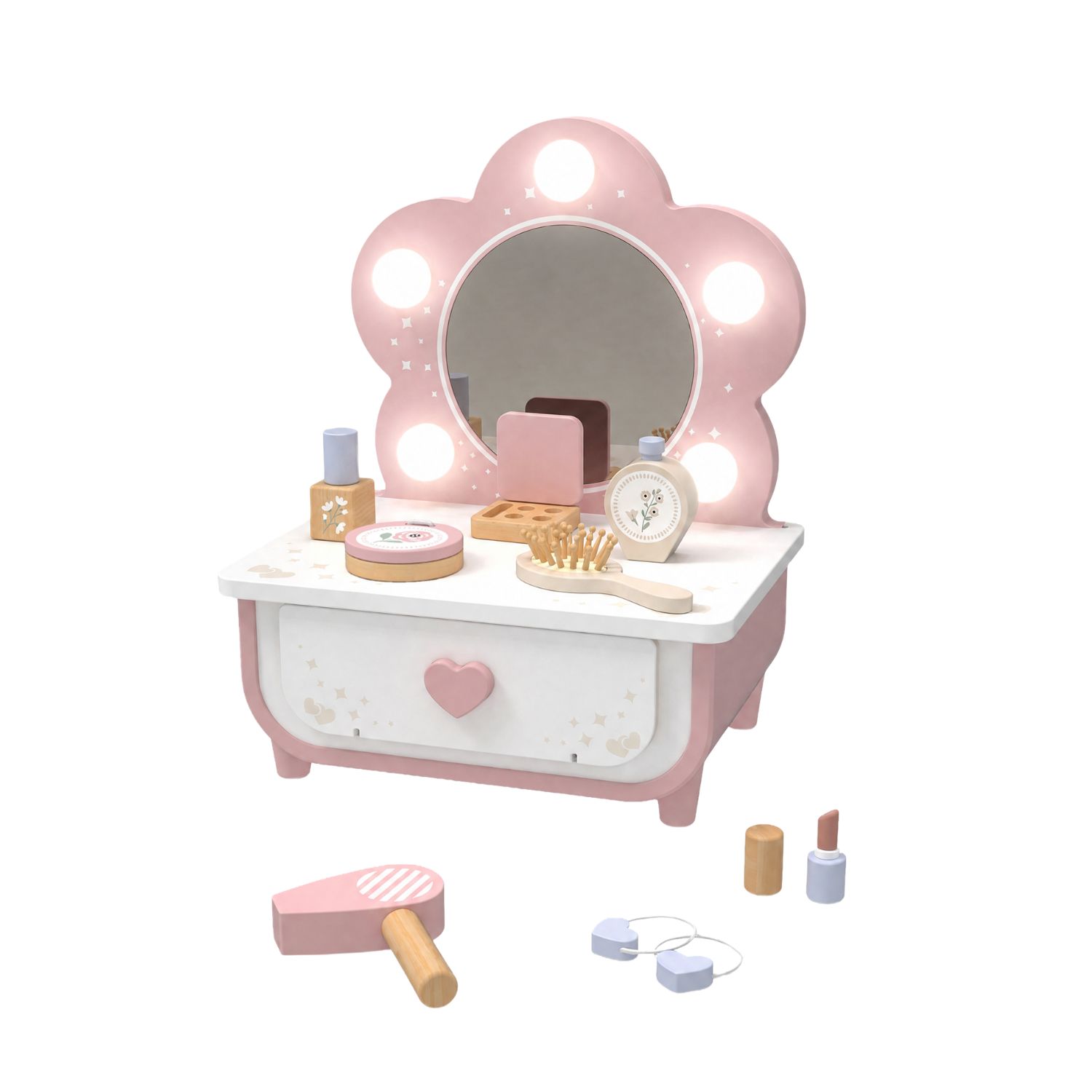 Cute&Cool drvena igračka make-up sto sa svetlom