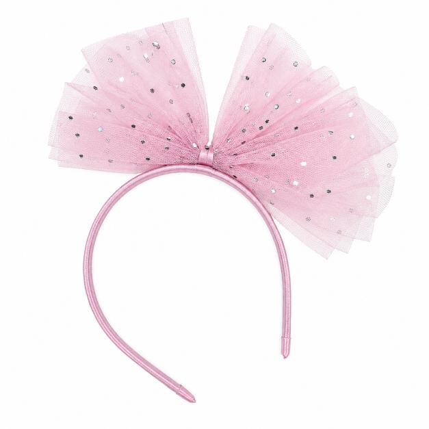 Lillo&Pippo rajf za kosu sa til mašnom, roze 