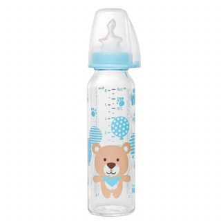 Nip flašica staklena 250ml sil.cucla za mleko 0m+