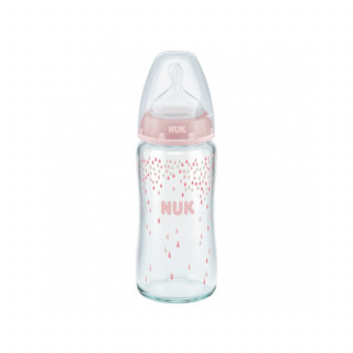 Nuk FC plus staklena flašica, silikon 240ml, 0-6m 