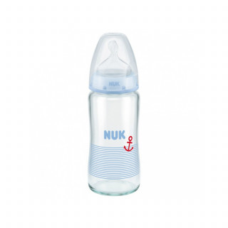 Nuk FC plus staklena flašica, silikon 240ml, 0-6m 