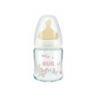 Nuk FC plus staklena flašica, kaučuk 120ml, 0-6m 