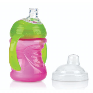 Nuby čaša sil. pisak i ručke 6m+, no spill, 240ml