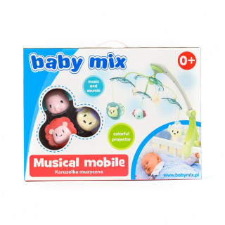 Baby Mix muzicka vrteška vesele životinjice roze 