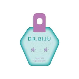 Dr.Biju minđuše 6.0mm lila zvezdica DST60S005
