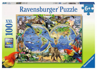 Ravensburger puzzle Mapa sveta sa zivotinjama