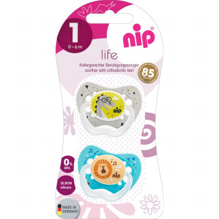 Nip laža Life,silikon 0-6m,2 kom, dečaci 