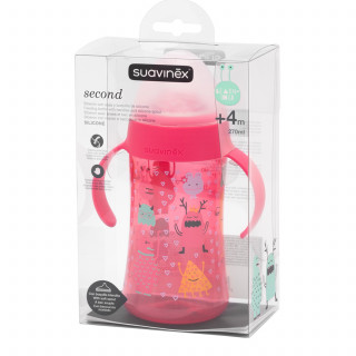 Suavinex flašica sa sil. piskom 270 ml, roze, 4m+ 