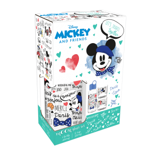 Disney set staklena boca i dve staklene čaše