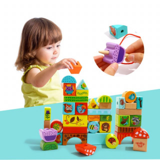 Tooky toy šareni drveni blokovi - šumske životinje