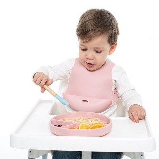 Minikoioi silikonski tanjir Portions pink