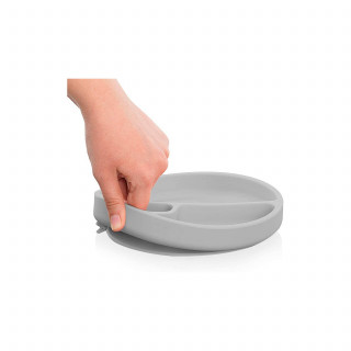 Minikoioi silikonski tanjir Portions sivi