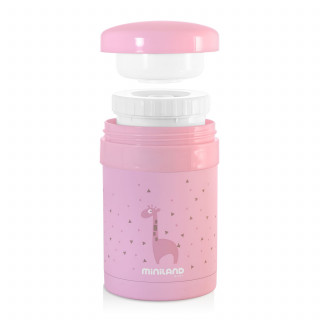 Miniland termos za hranu sa dve posude roze, 700ml