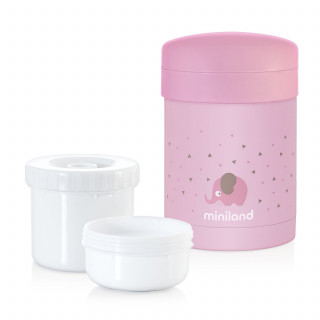 Miniland termos za hranu sa dve posude roze, 700ml