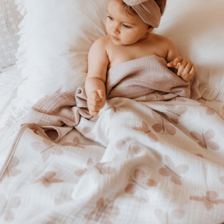 Baby Textil prekrivač od muslina Leptirići, 85x100 
