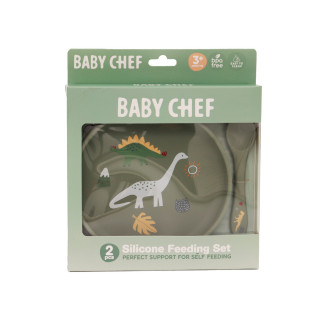 Baby Chef silikonski set za hranjenje, dinosaurus