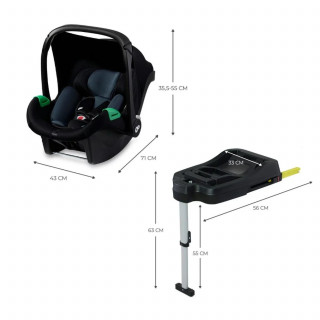Kinderkraft a-s Mink Pro(40-75cm)i-size+baza Black