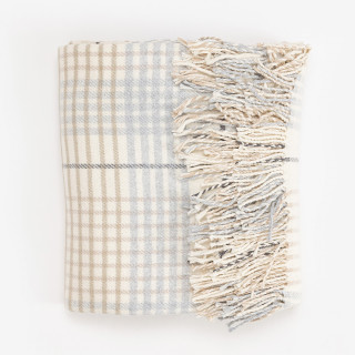 Stefan ćebe sivo karo sa resama, 150x180 