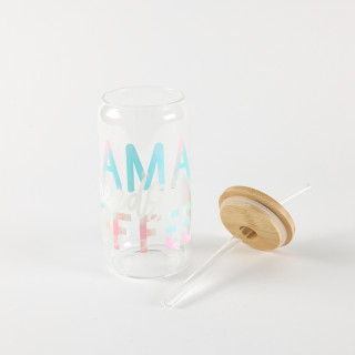 Be Cute Staklena čaša sa slamčicom, coffee 