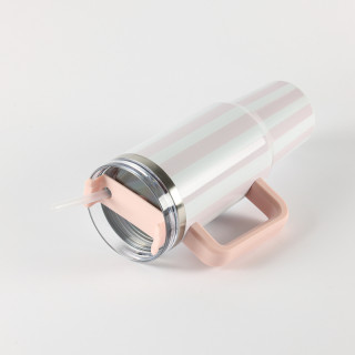 Be Cute termos sa slamčicom roze pruge 1,2l 