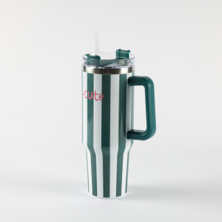 Be Cute termos sa slamčicom zelene pruge 1,2l 