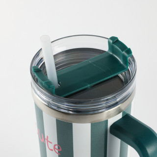 Be Cute termos sa slamčicom zelene pruge 1,2l 