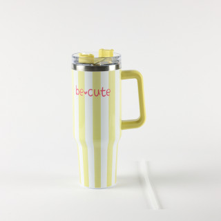 Be Cute termos sa slamčicom žute pruge 1,2l 