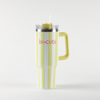 Be Cute termos sa slamčicom žute pruge 1,2l 