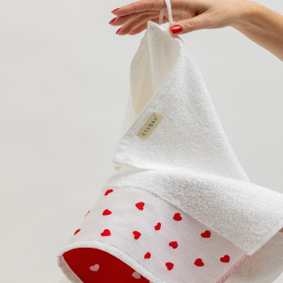 Stefan set peškira bela 30x50 i 50x90, crveno srce 